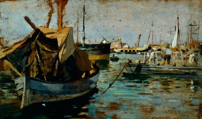 At work in port of Livorno (Leghorn) by Francesco Gioli