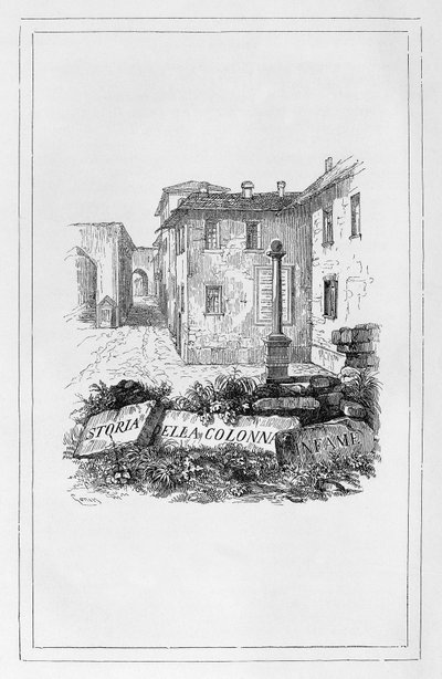 History of the Pillar of Infamy, Title Page by Francesco Gonin for Historical Essay by Alessandro Manzoni, Italy by Francesco Gonin