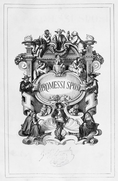 The Betrothed, title page for 1840-1842 edition of novel by Alessandro Manzoni by Francesco Gonin