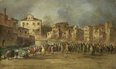 The Fire in the San Marcuola Quarter of Venice, 28 November 1789 by Francesco Guardi (copy after)