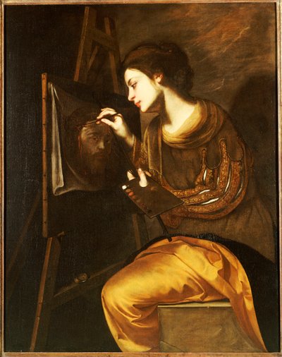 A Female Artist Painting the Image of the Sudarium by Francesco Guardi