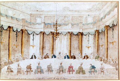 Banquet for the wedding of Polignac. Drawing by Francesco Guardi (1712 - 1793) by Francesco Guardi