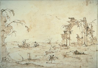 Capriccio with a Squall on the Lagoon by Francesco Guardi