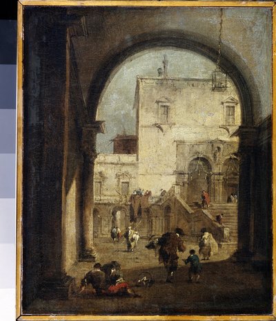 Venetian Capriccio: View of a Square and a Palace by Francesco Guardi