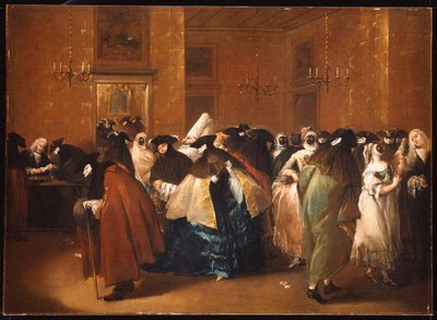 Ladies and Gentlemen in Carnival Costume in the Ridotto, Venice by Francesco Guardi