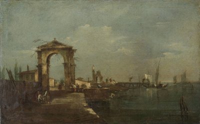 Landscape with a Quay and Ships on a Lake by Francesco Guardi