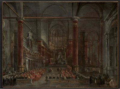 Pontifical Ceremony in SS. Giovanni e Paolo, Venice, 1782 by Francesco Guardi