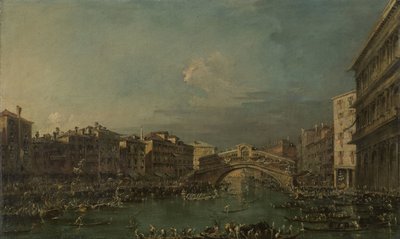 Regatta on the Grand Canal, near the Rialto Bridge, Venice by Francesco Guardi