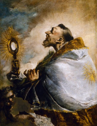Saint in adoration of Holy Eucharist or Saint Norbert in ecstasy by Francesco Guardi