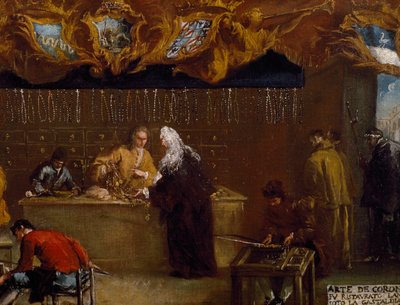 Signboard of Guild of Coroneri (rosary making) in Venice by Francesco Guardi