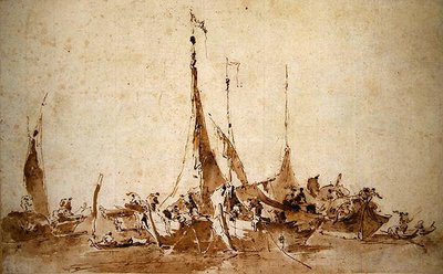 Studies of Fishing Boats by Francesco Guardi