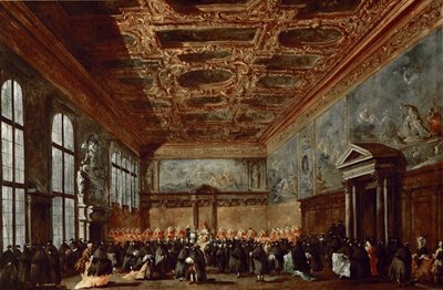 The Doge of Venice Giving Audience in the Sala del Collegio in the Doges Palace by Francesco Guardi