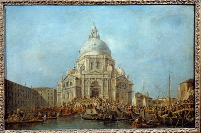 The Doge of Venice goes to the Church of Santa Maria della Salute on November 21, the day of the commemoration of the end of the plague of 1630 by Francesco Guardi