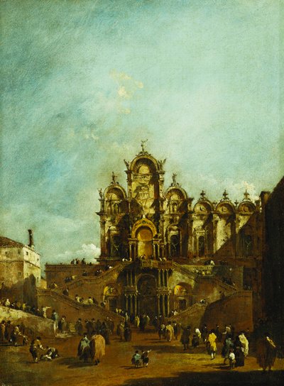 The Loggia Erected in Campo San Zanipolo, Venice, in Front of the Scuola di San Marco for the Benediction of Pope Pius VI in 1782 by Francesco Guardi