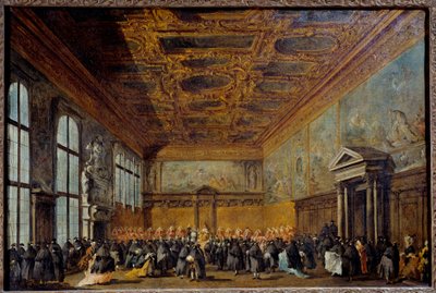 The audience granted by the Doge of Venice in the College Hall at the Ducal Palace of Venice by Francesco Guardi