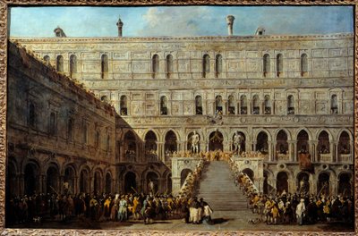 The coronation of the Doge of Venice on the staircase of the Giants at the Ducal Palace by Francesco Guardi