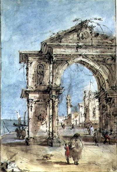 Triumphal Arch on the Embankment by Francesco Guardi