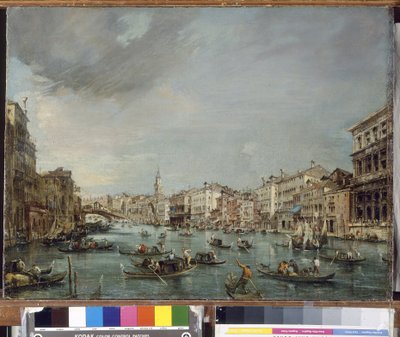 View of the Grand Canal towards Rialto with Palazzo Grimani and Palazzo Manin by Francesco Guardi