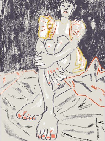 Contemplative Woman Sitting by Francesco Gulina