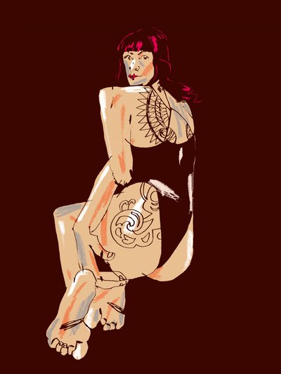 Tattooed Woman Looking Back by Francesco Gulina