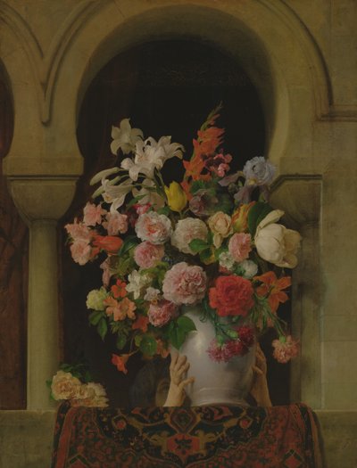 A Vase of Flowers on the Window of a Harem by Francesco Hayez