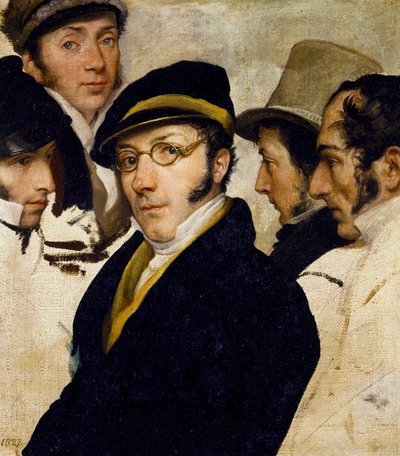Self-portrait with friends Migliara, Palagi, Grossi, Molteni by Francesco Hayez