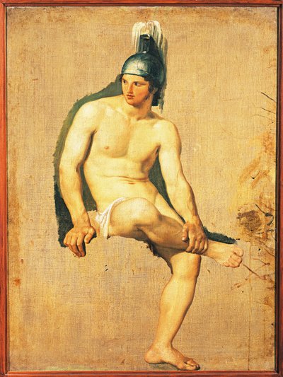 Study of Naked Warrior Seated with Helmet on his Head by Francesco Hayez