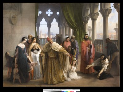 The last meeting between Jacopo Foscari and his family before being exiled by Francesco Hayez