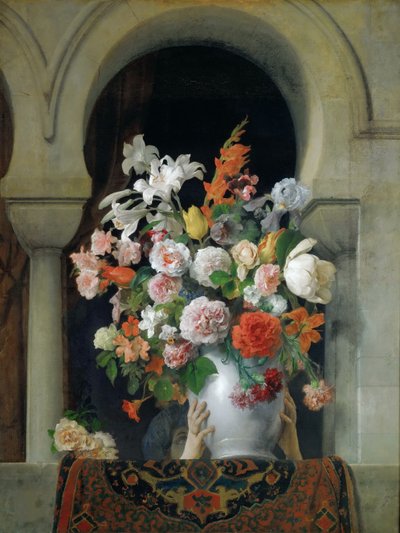 Vase of Flowers on the Window of a Harem by Francesco Hayez