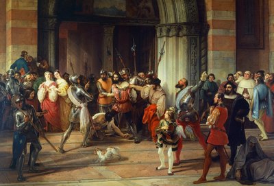 Ventura Fenaroli Arrested in the Carmine Church in Brescia by the French by Francesco Hayez