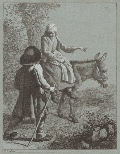 Boy and Girl with a Donkey by Francesco Londonio