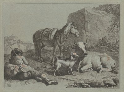 Reclining Shepherd with a Sack by Francesco Londonio