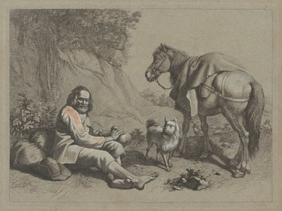 Seated Old Man about to Drink from a Gourd, c. 1763 by Francesco Londonio