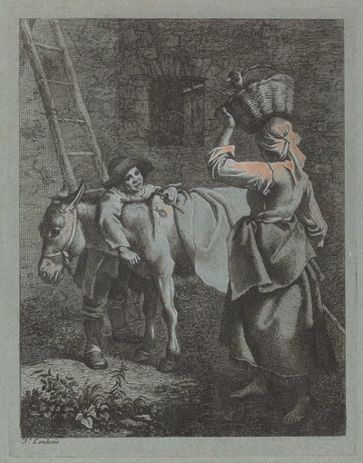 Shepherd Speaking to a Peasant Woman by Francesco Londonio