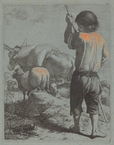 Shepherd with Donkey, Sheep and Goat by Francesco Londonio
