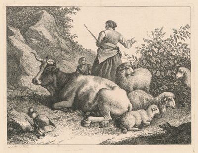 Standing Shepherdess with a Child by Francesco Londonio