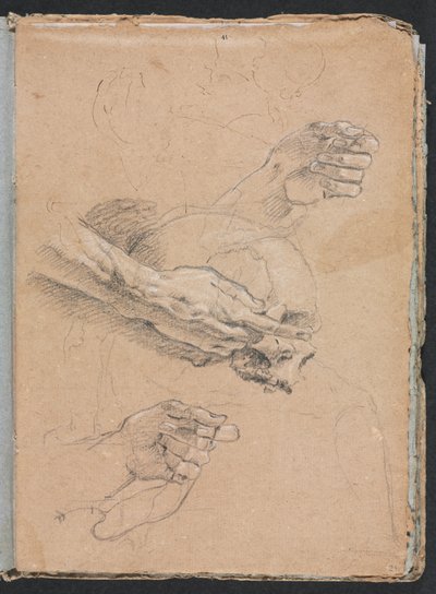 Verona Sketchbook: Study of hands and skull (page 21) by Francesco Lorenzi