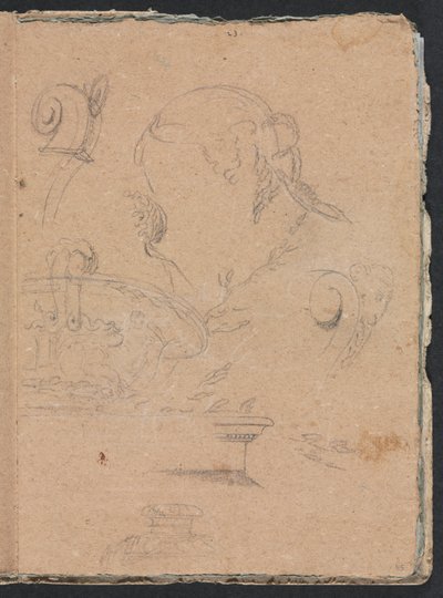 Verona Sketchbook: Architectural Motifs with Female Head, Page 45 by Francesco Lorenzi
