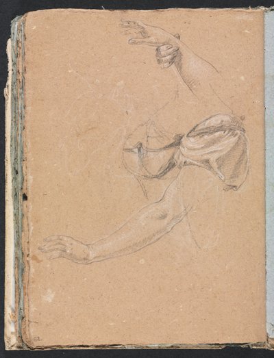 Verona Sketchbook: Female arms and hands with drapery (page 82), 1760 by Francesco Lorenzi
