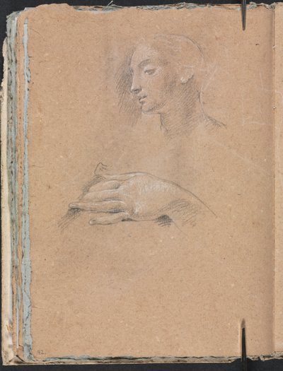 Verona Sketchbook: Female head and left hand (page 42) by Francesco Lorenzi