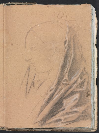 Verona Sketchbook: Female head with drapery (page 81) by Francesco Lorenzi