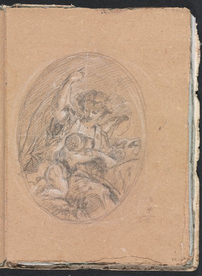 Verona Sketchbook: Figure with child in roundel page 67 by Francesco Lorenzi
