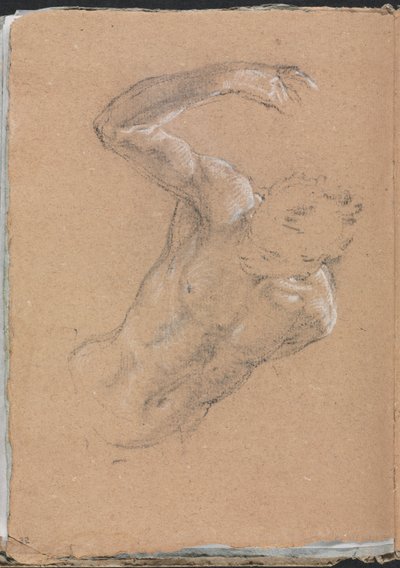 Verona Sketchbook: Male Nude with Upraised Right Arm (Page 32) by Francesco Lorenzi