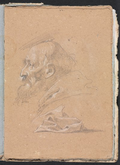 Verona Sketchbook: Monk in profile with drapery (page 87) by Francesco Lorenzi