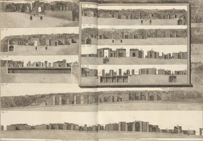 Cross-sections Showing Different Aspects of the Buildings in the Plan of Pompeii by Francesco Piranesi