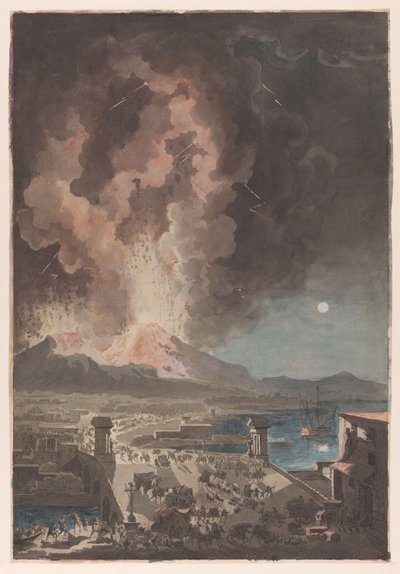 Eruption of Mt Vesuvius, Seen from the Ponte della Maddalena in Naples by Francesco Piranesi