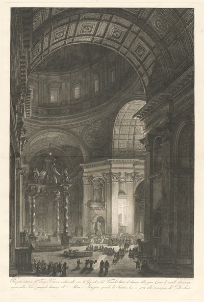 Interior of St. Peter’s, with the Illumination of the Cross of St. Peter by Francesco Piranesi