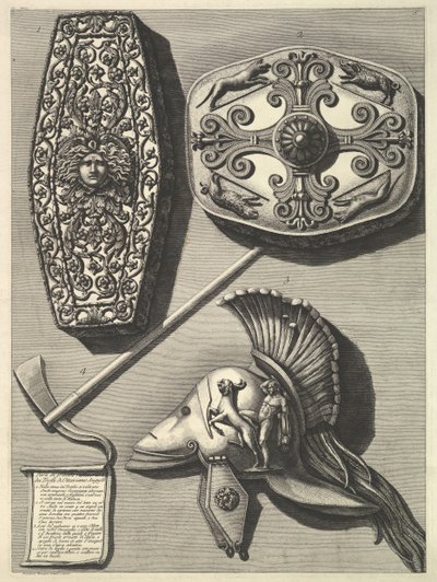 Restored detail of the Trophies of Octavian Augustus by Francesco Piranesi