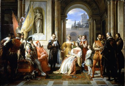 Torquato Tasso reading his Jerusalem Delivered at the court of Ferrara by Francesco Podesti