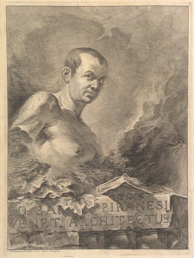 Portrait of G.B. Piranesi in Imitation of an Antique Bust, from Opere Varie di Architettura by Francesco Polanzani